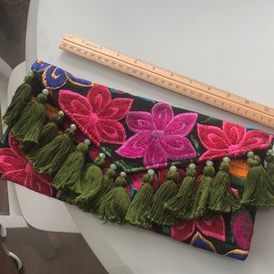 Mexican embroidered clutch.